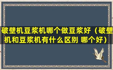 破壁机豆浆机哪个做豆浆好（破壁机和豆浆机有什么区别 哪个好）